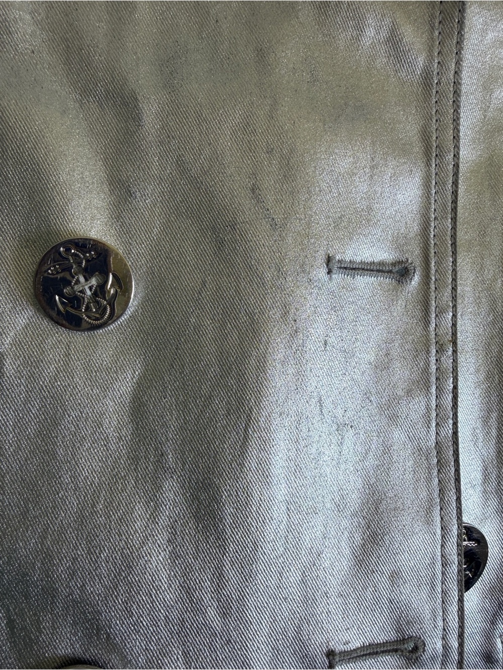 Ralph Lauren Vintage Silver Women's Metallic Double-Breasted Jacket M - Picture 9 of 10